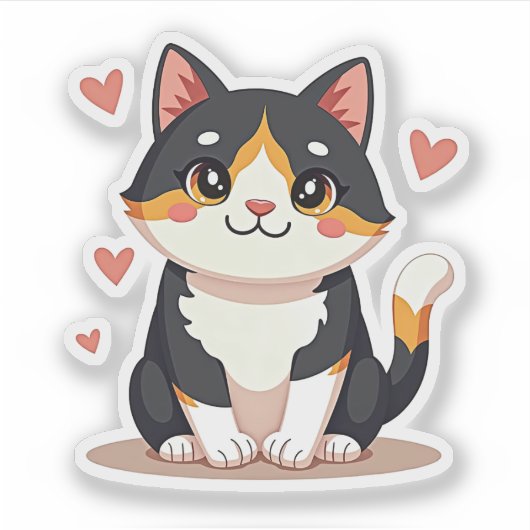 Chibi Calico Cat Planner Sticker (Vorderseite)