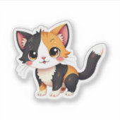 Chibi Calico Cat Sticker - Kawaii Geschenk (Vorderseite)