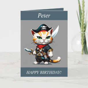 Chibi Cat als Pirate Birthday Card Feiertagskarte