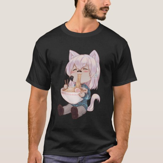 Chibi Cat Anime Girl Niedlich Kawaii Japanischer K T-Shirt (Vorderseite)