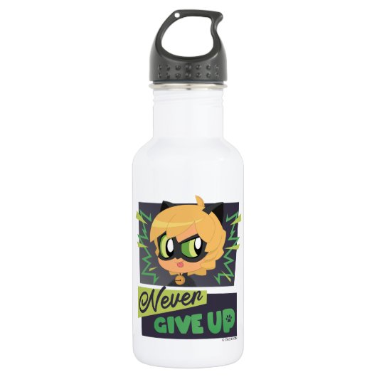 Chibi Cat Noir geben nie auf Edelstahlflasche (Vorderseite)