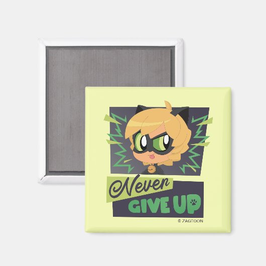 Chibi Cat Noir geben nie auf Magnet (Vorderseite/Rückseite)