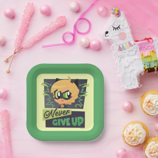 Chibi Cat Noir geben nie auf Pappteller (Party)