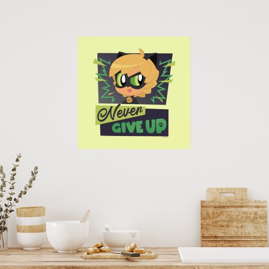 Chibi Cat Noir geben nie auf Poster (Küche)