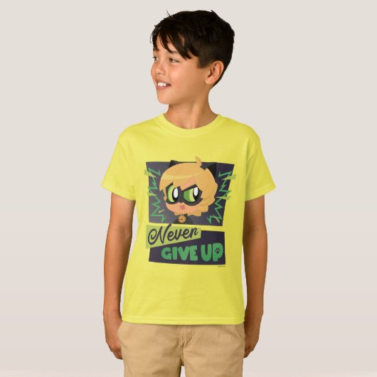Chibi Cat Noir geben nie auf T-Shirt (Vorne ganz)