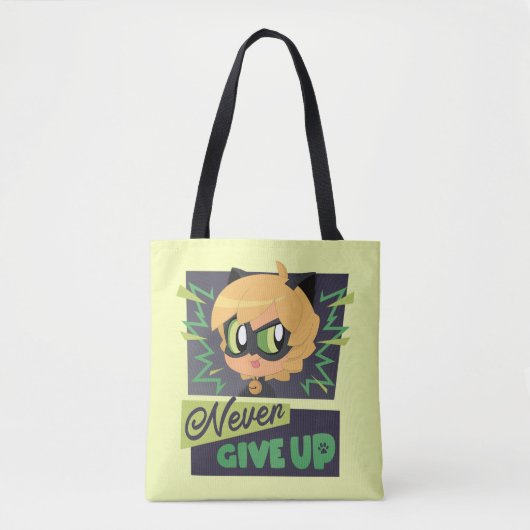 Chibi Cat Noir geben nie auf Tasche (Vorderseite)
