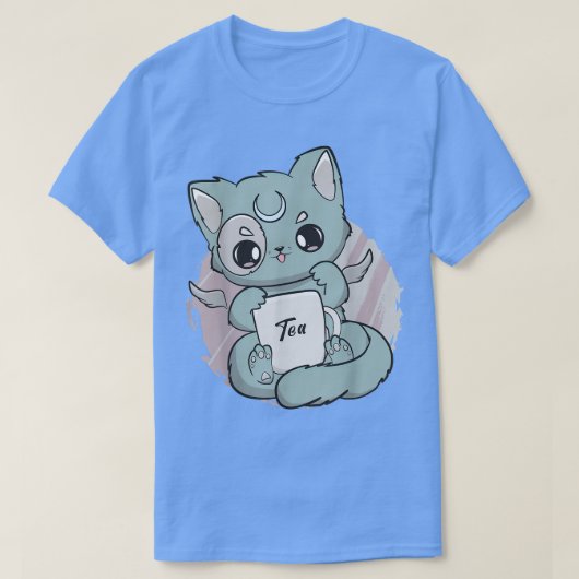 Chibi Cat with Tee Cup Anime Neko Angelcore (Design vorne)