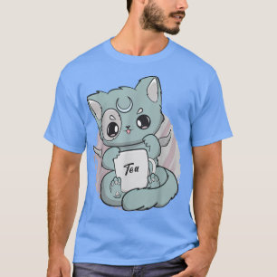 Chibi Cat with Tee Cup Anime Neko Angelcore
