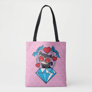 Chibi Catfrau sitzt oben auf großen Diamanten Tasche