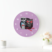 Chibi Catfrau Stechen eines Diamanten Große Wanduhr (Zuhause)