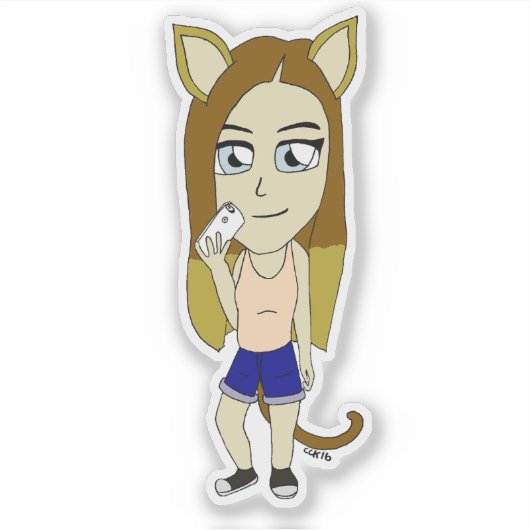 Chibi Catgirl Aufkleber (Vorderseite)
