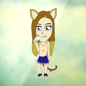 Chibi Catgirl Fensteraufkleber (Blatt 3)