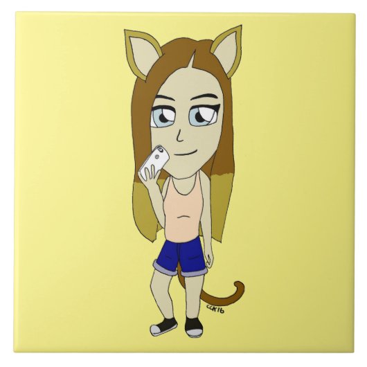 Chibi Catgirl Fliese (Vorderseite)