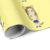 Chibi Catgirl Geschenkpapier (Rolleneckpunkt)