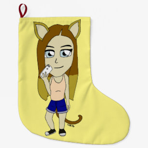 Chibi Catgirl Großer Weihnachtsstrumpf