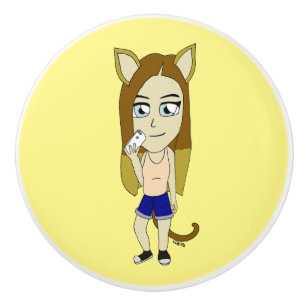 Chibi Catgirl Keramikknauf