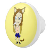 Chibi Catgirl Keramikknauf (Rechts)