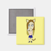 Chibi Catgirl Magnet (Vorderseite/Rückseite)