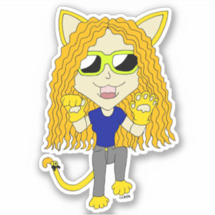 Chibi Catgirl mit Pfoten Aufkleber