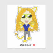 Chibi Catgirl mit Pfoten Aufkleber (Blatt)