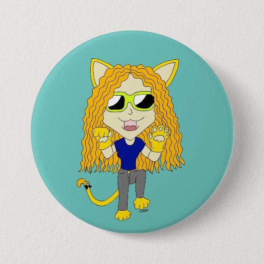 Chibi Catgirl mit Pfoten Button (Vorderseite)