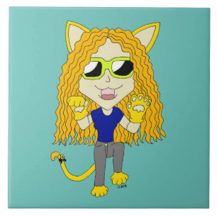 Chibi Catgirl mit Pfoten Fliese