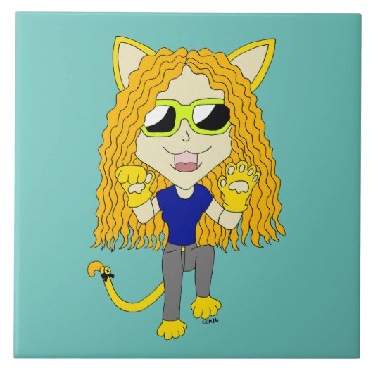 Chibi Catgirl mit Pfoten Fliese (Vorderseite)