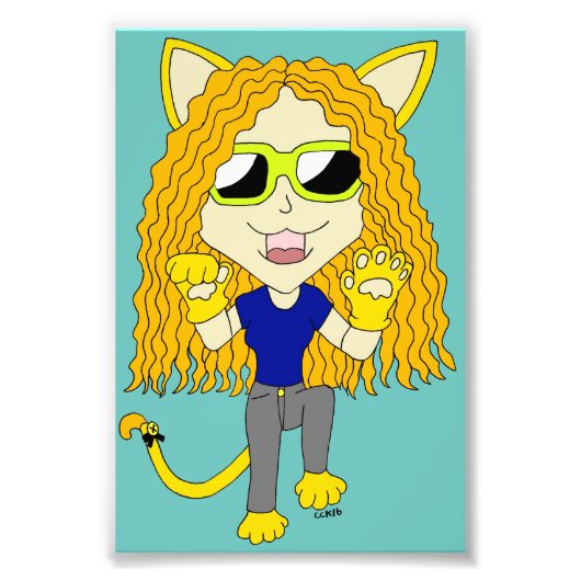 Chibi Catgirl mit Pfoten Fotodruck (Vorne)