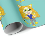 Chibi Catgirl mit Pfoten Geschenkpapier (Rolleneckpunkt)