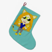 Chibi Catgirl mit Pfoten Großer Weihnachtsstrumpf (Vorderansicht (hängend))