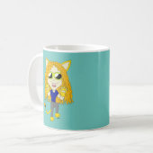 Chibi Catgirl mit Pfoten Kaffeetasse (Vorderseite Links)