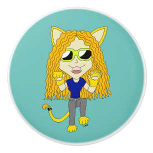Chibi Catgirl mit Pfoten Keramikknauf