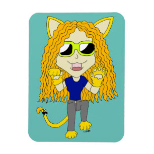 Chibi Catgirl mit Pfoten Magnet