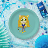 Chibi Catgirl mit Pfoten Pappteller (Party)