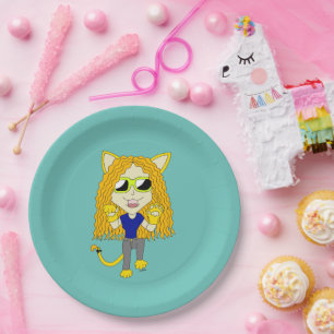 Chibi Catgirl mit Pfoten Pappteller