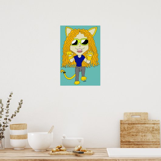 Chibi Catgirl mit Pfoten Poster (Küche)