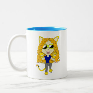 Chibi Catgirl mit Pfoten Zweifarbige Tasse