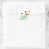 chibi catgirl    quadratischer aufkleber (Tasche)