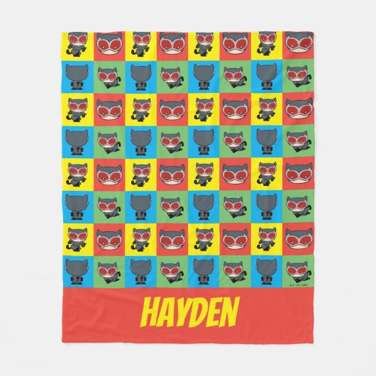 Chibi Catwoman Character Posen Fleecedecke (Vorderseite)