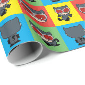 Chibi Catwoman Character Posen Geschenkpapier (Rolleneckpunkt)