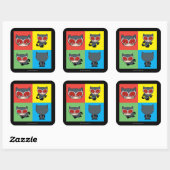 Chibi Catwoman Character Posen Quadratischer Aufkleber (Blatt)