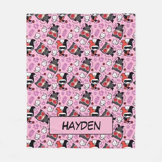 Chibi Catwoman, Harley Quinn & Kittens Pattern Fleecedecke (Vorderseite)