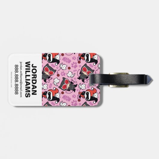 Chibi Catwoman, Harley Quinn & Kittens Pattern Gepäckanhänger (Rückseite horizontal)