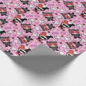 Chibi Catwoman, Harley Quinn & Kittens Pattern Geschenkpapier (Ecke)