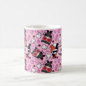 Chibi Catwoman, Harley Quinn, & Kittens Pattern Kaffeetasse (Mittel)