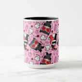 Chibi Catwoman, Harley Quinn & Kittens Pattern Tasse (Zentrum)