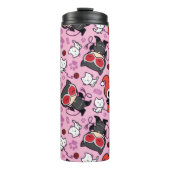 Chibi Catwoman, Harley Quinn & Kittens Pattern Thermosbecher (Vorderseite)