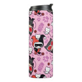 Chibi Catwoman, Harley Quinn & Kittens Pattern Thermosbecher (Nach links gedreht)