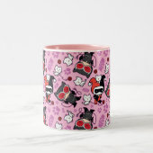 Chibi Catwoman, Harley Quinn & Kittens Pattern Zweifarbige Tasse (Mittel)