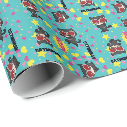 Chibi Catwoman Pattern Geschenkpapier (Rolleneckpunkt)